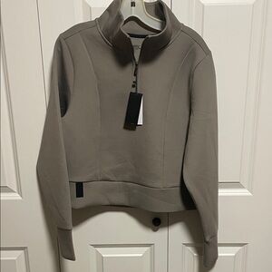 Stylish Women's Taupe Quarter-Zip Sweatshirt